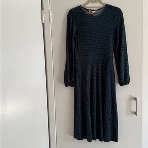 Boden Green And Blue Floral Boho Long Sleeve Pocketed Maxi Dress Size 4